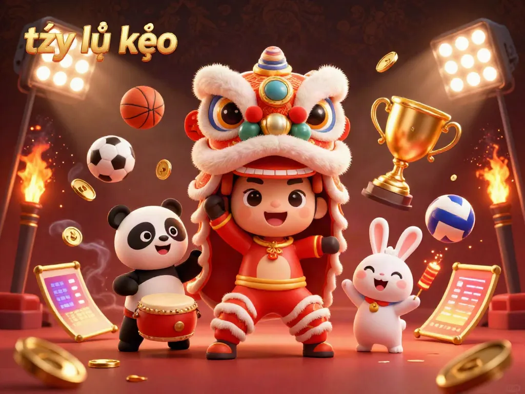 Engage with tỷ lệ kèo visuals, featuring energetic characters and dynamic sports elements in a vibrant 3D illustration.