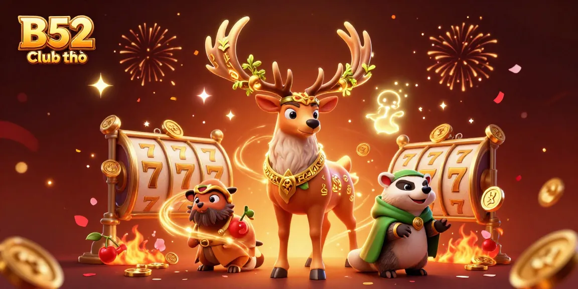Bidding in the exciting 3D atmosphere of B52 Club chính thức with vibrant slot reels and majestic characters.