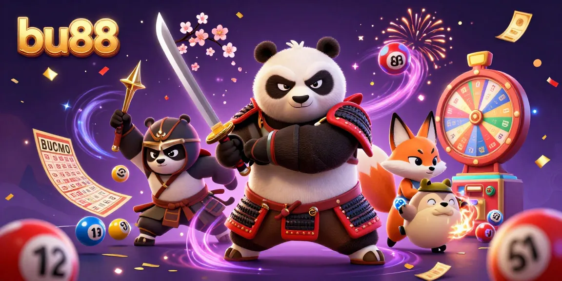 Feel the excitement of bu88 as the panda warrior draws his katana in this vibrant casino illustration.