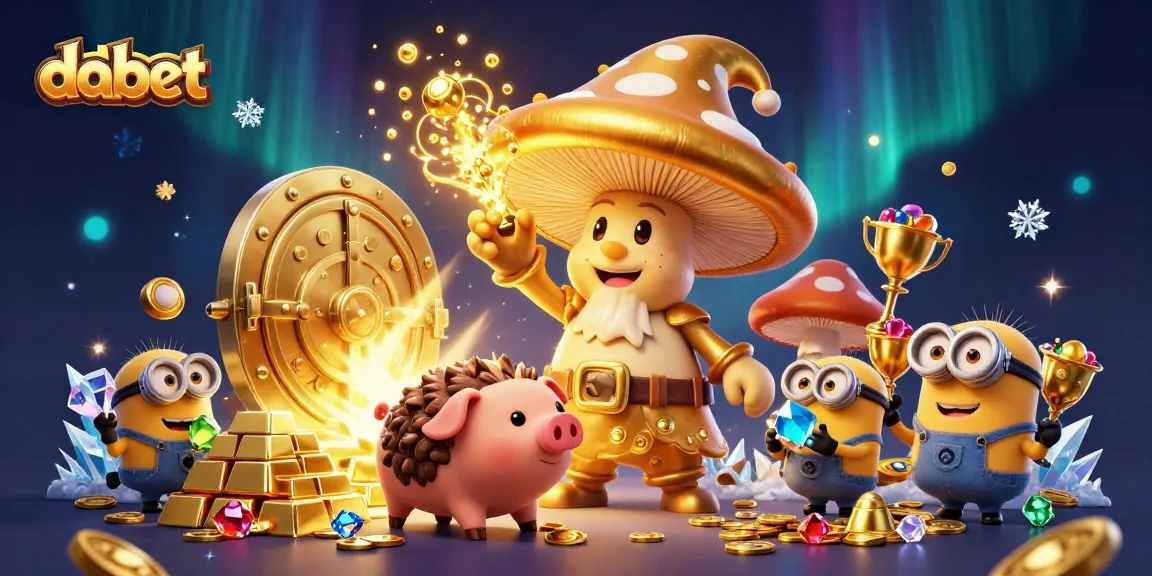Dabet turn gambling dreams into reality through an enchanting scene filled with golden treasures and magical characters.