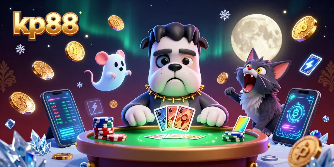Engage in thrilling kp88 gaming with a lively 3D scene featuring unique casino characters.
