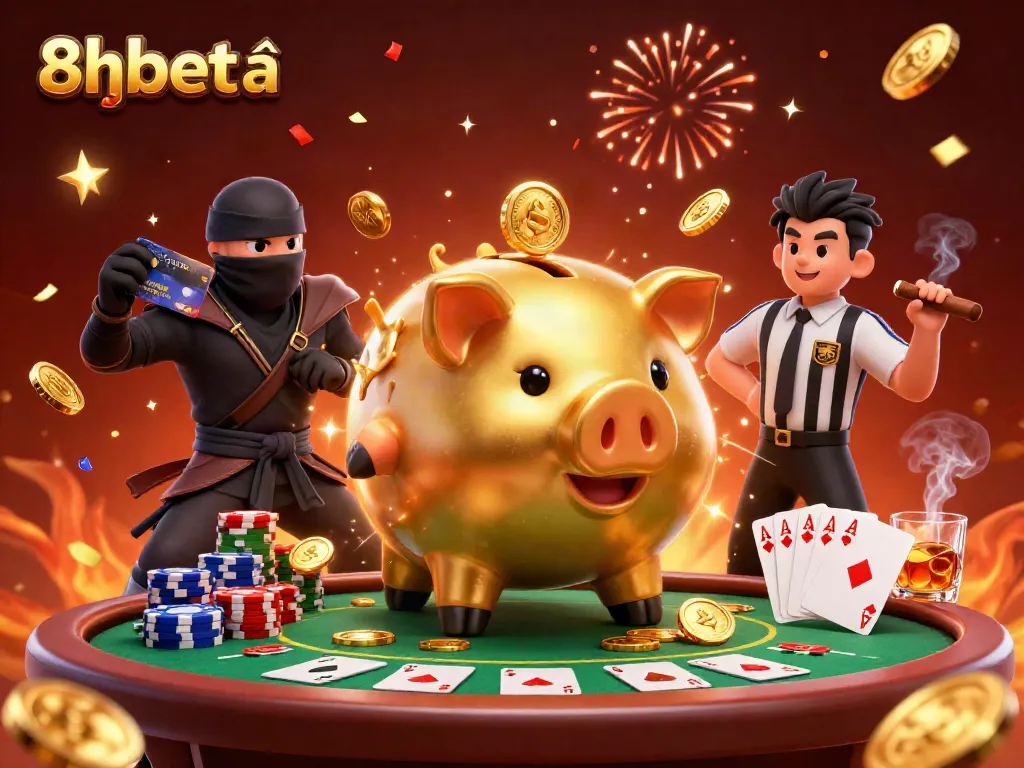 Experience the excitement of gambling with 8xbet tải as a lively sumo piggy bank unleashes hidden fortune in a dynamic casino scene.