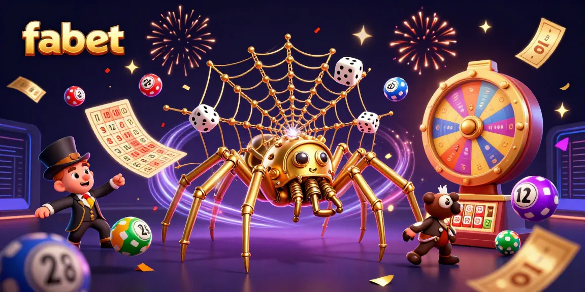 Engage with fabet’s vibrant gaming experience featuring a steampunk spider and live-action lottery elements.