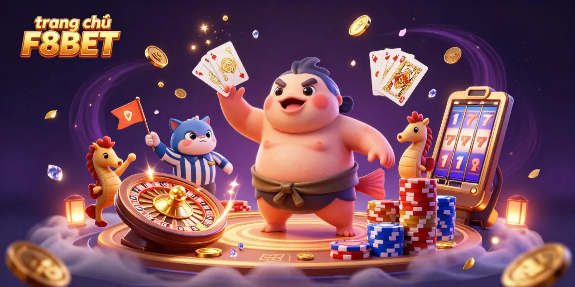 Engage in playful gambling action at trang chủ F8BET featuring animated fugu and dynamic casino elements