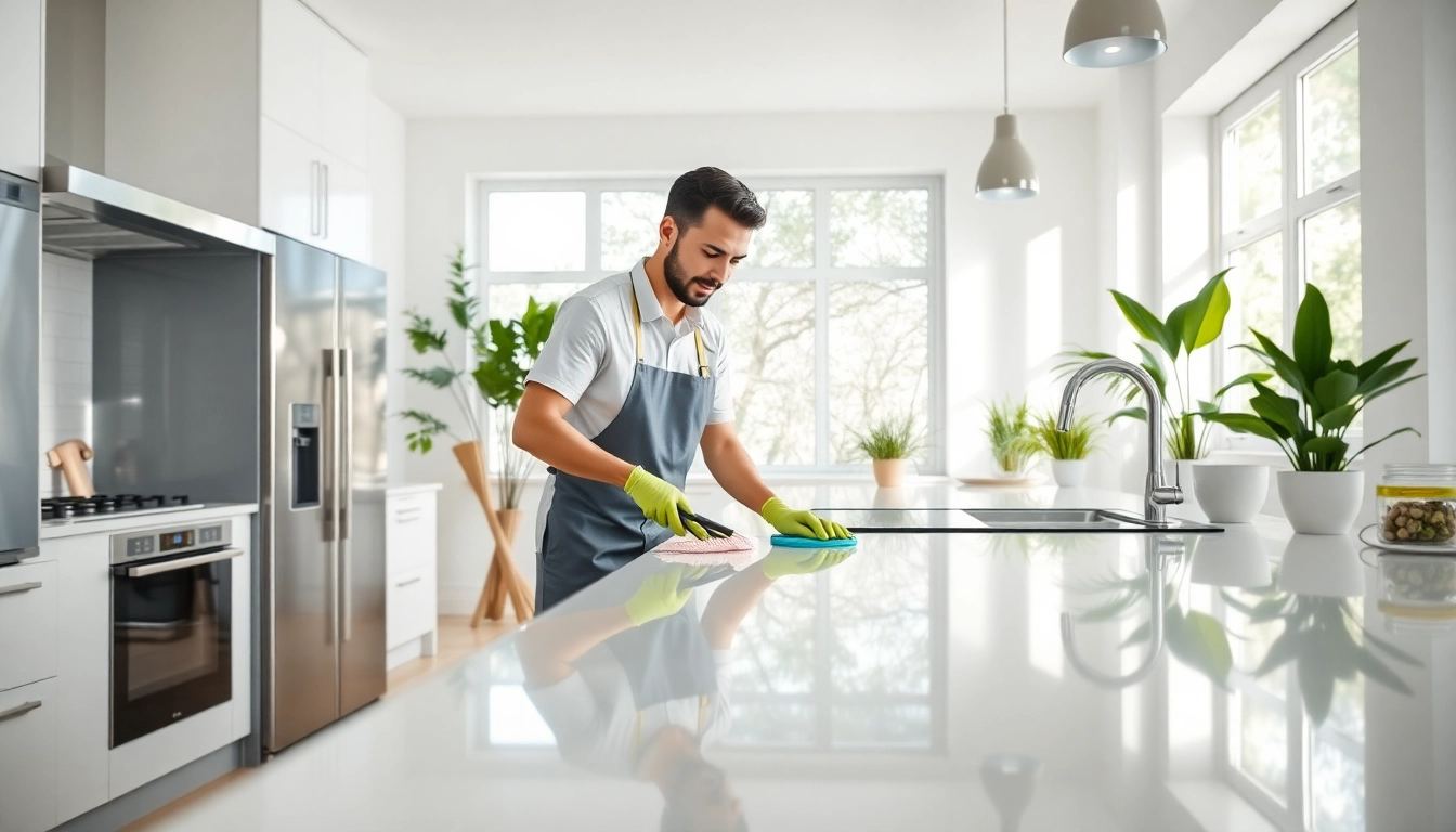 Offering deep cleaning services USA with professional equipment in a bright, clean home environment.