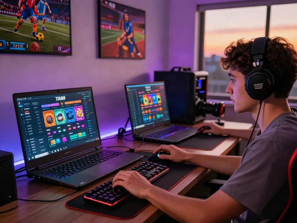Engaging user playing on the TA88 gaming platform with vibrant betting graphics.