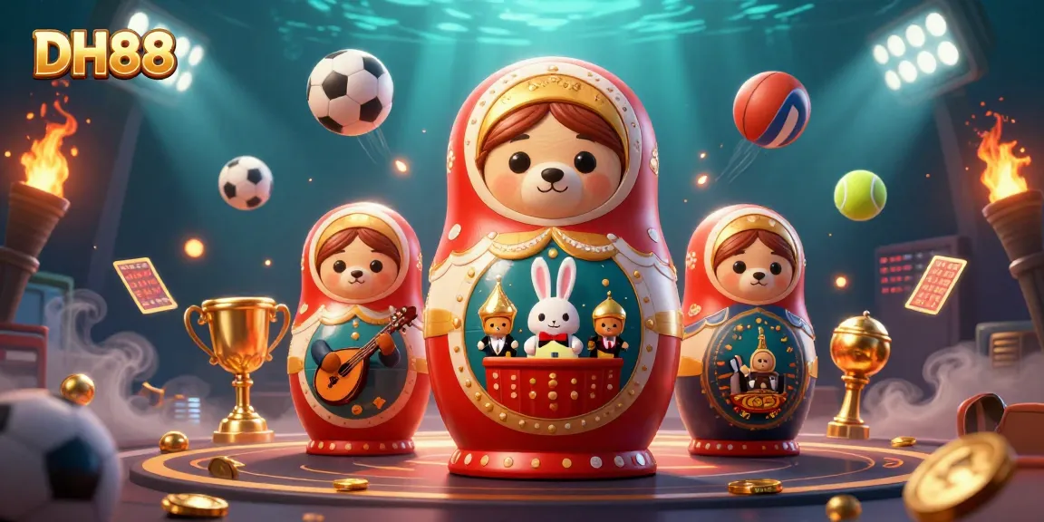 Engage in thrilling DH88 casino action with dynamic sports elements and a festive atmosphere.