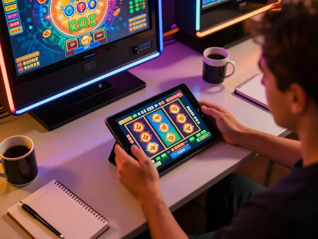 Engaging gameplay on jili707 slot machines Brazil from a tablet, showcasing lively online casino experience.