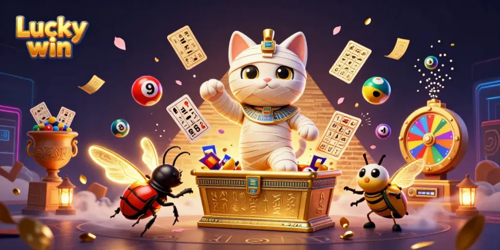 Experience Lucky win excitement with vibrant casino elements and dynamic characters in an immersive digital scene.