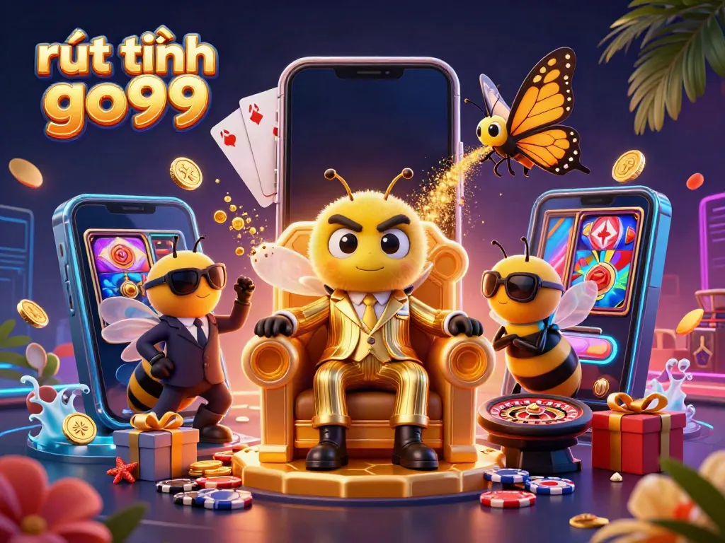 Engaging depiction of rút tiền go99 illustrating innovative online casino features with vibrant characters.
