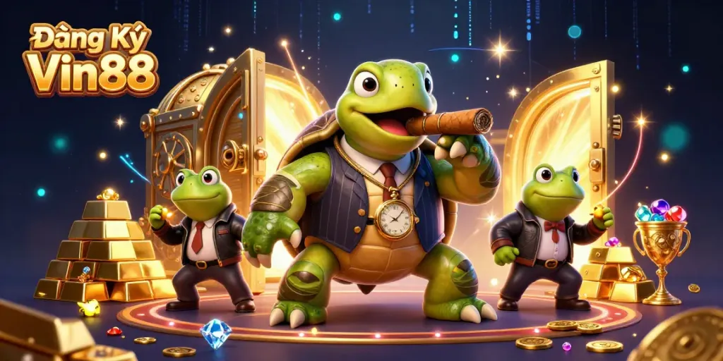 Engage in winning strategies with Đăng Ký Vin88, featuring a lively casino scene.