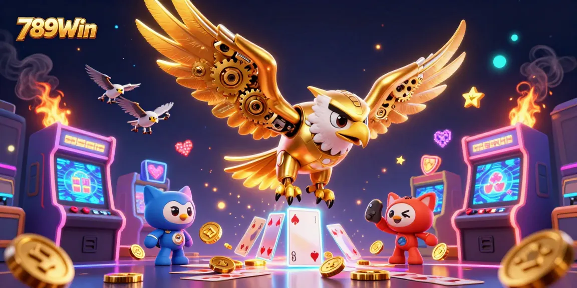 Experience thrilling wins with 789Win, featuring a golden eagle and holographic cards.