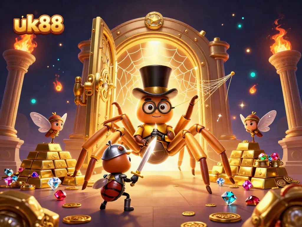 Experience the excitement of uk88 as the golden tarantula weaves a web of treasure in a vibrant casino.