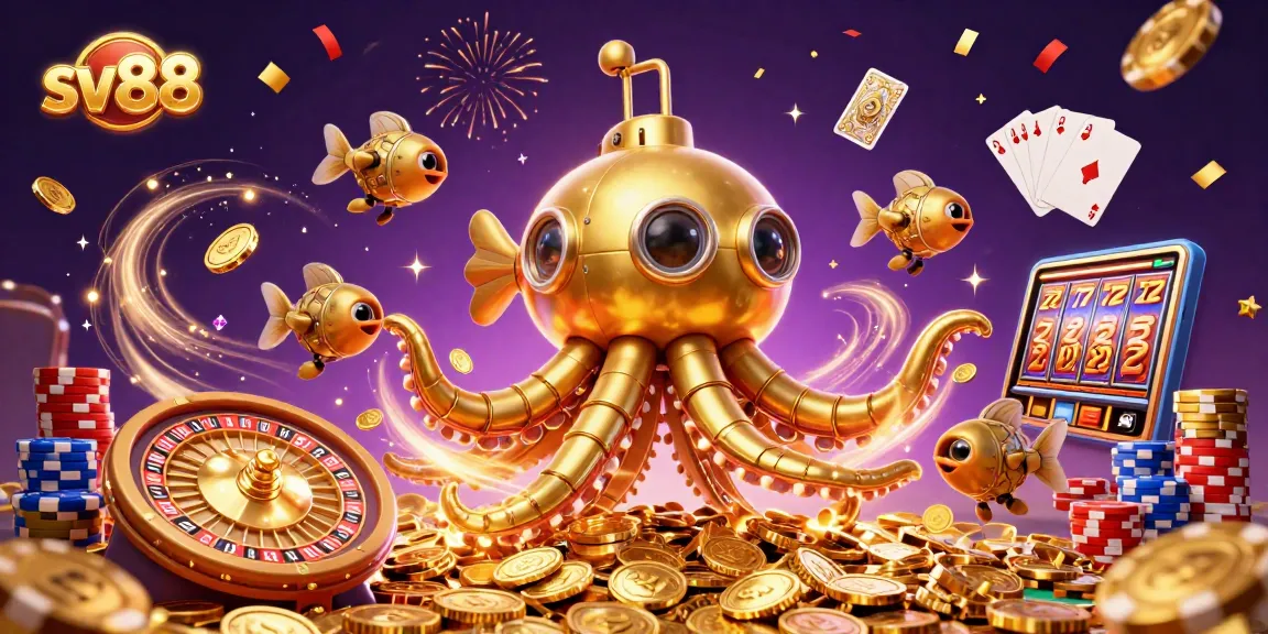 Experience thrilling gameplay with sv88's golden kraken submarine and cascading casino elements.