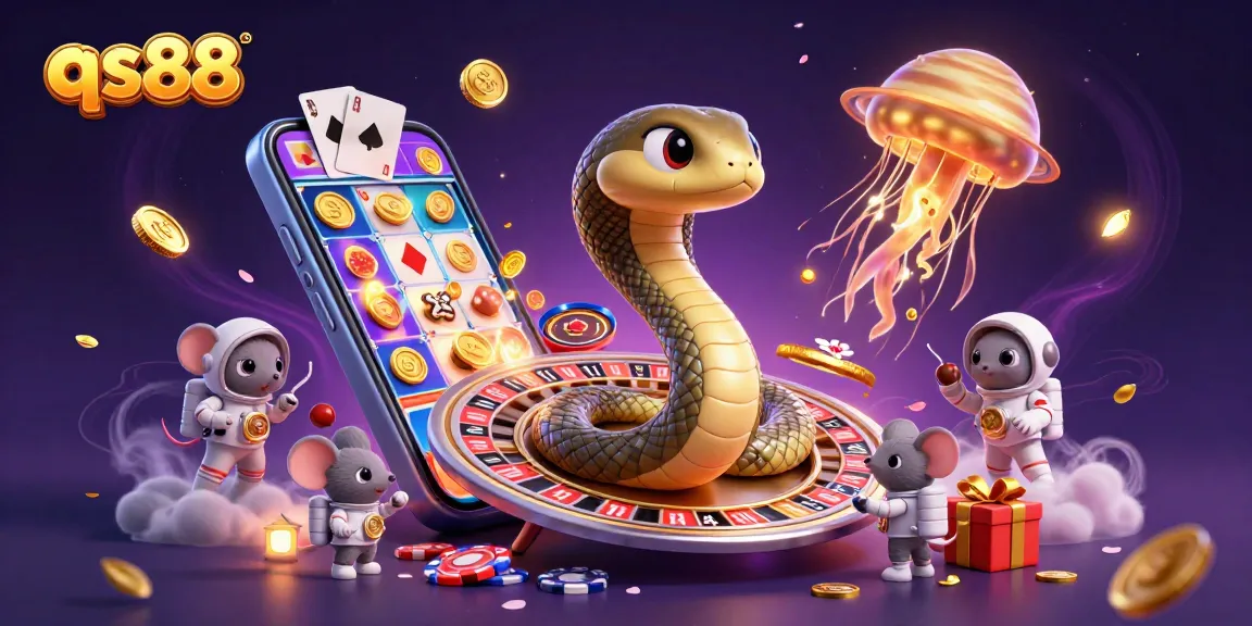 Engage with the thrilling universe of qs88, featuring a Saturn snake as a roulette dealer surrounded by betting mice.
