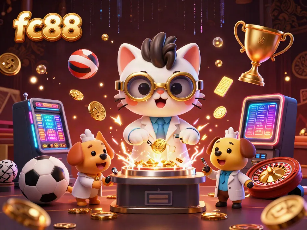 Experience thrilling gaming at fc88 with cartoon characters and vivid casino elements.