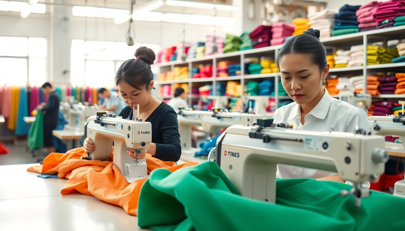 Apparel Manufacturer China crafting high-quality garments in a professional setting.