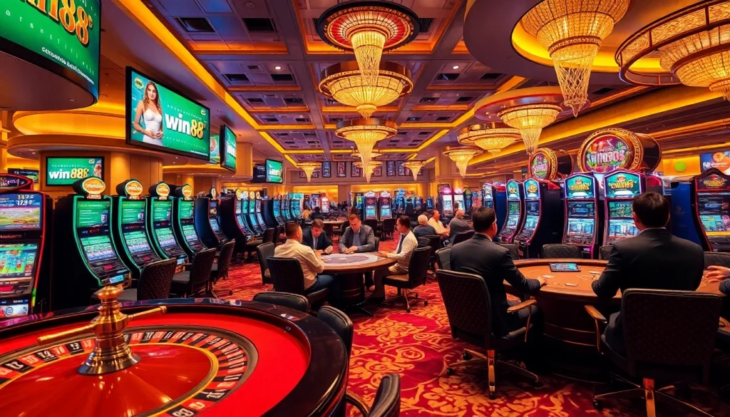 Experience thrilling gameplay at win88 casino with players enjoying slots and poker action.
