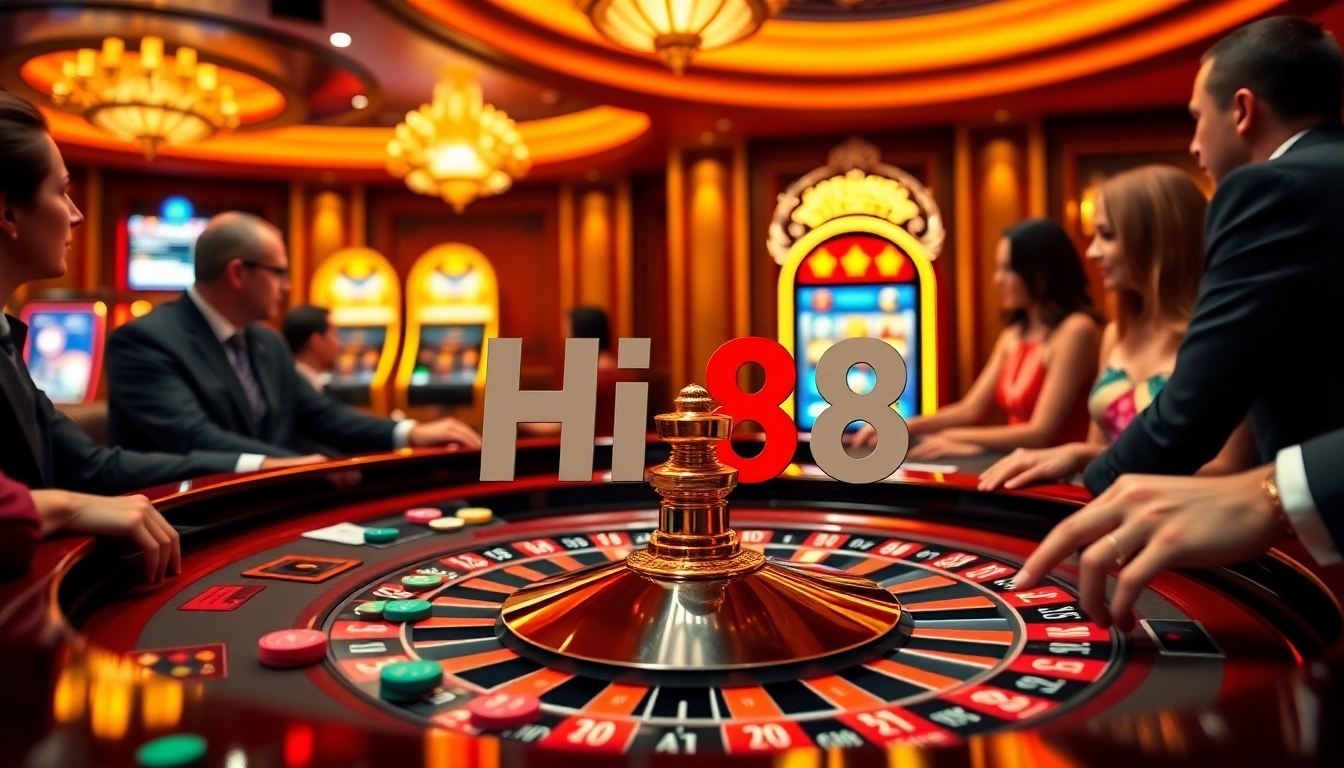 Excitement at Hi88 casino with players engaging in a thrilling game at the roulette table.