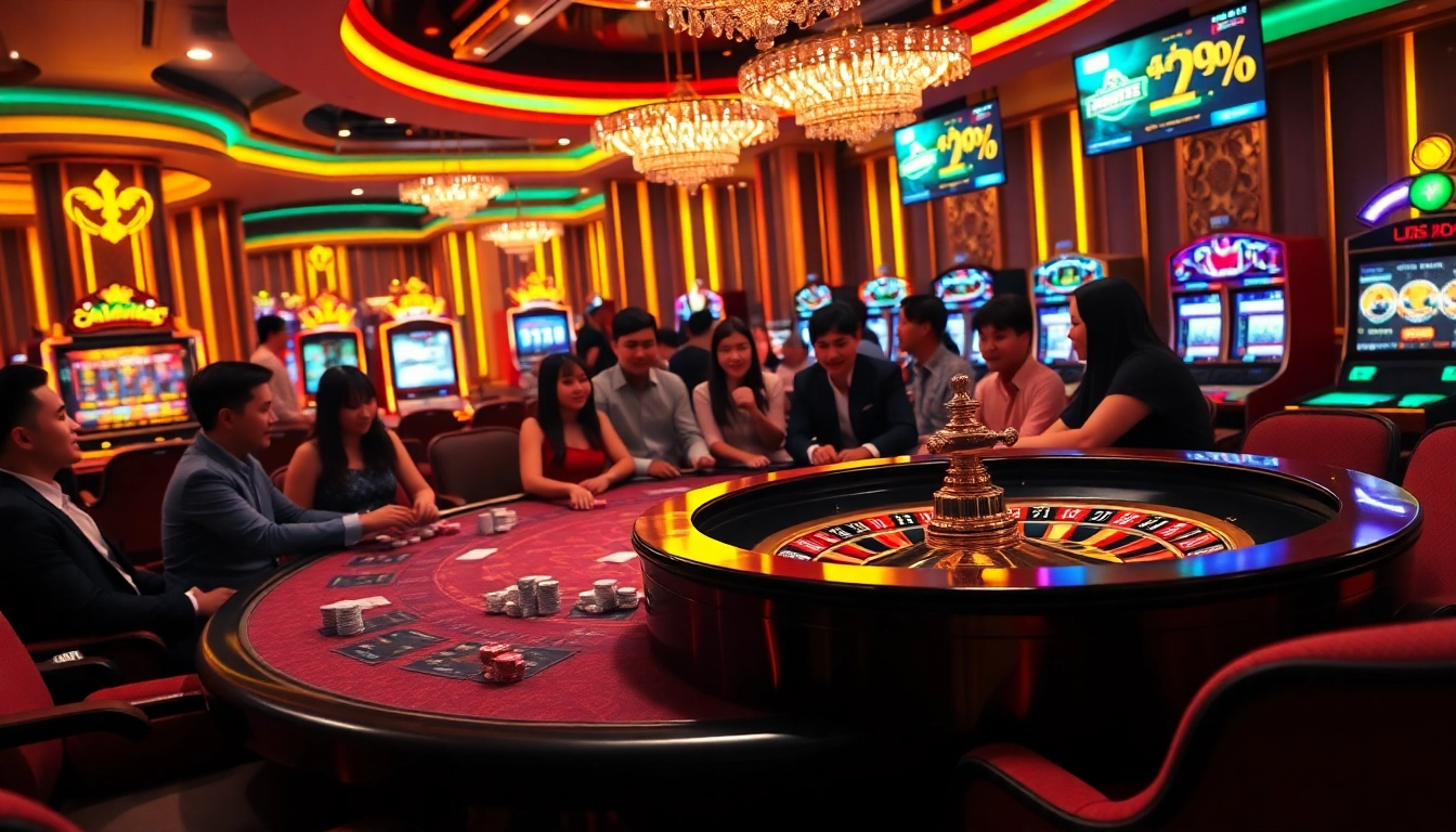 Engaging gameplay at trang chủ rikbet with diverse players at a luxurious casino table.