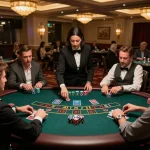Players strategizing at a live dealer blackjack table on the 399w platform, capturing immersive casino action.