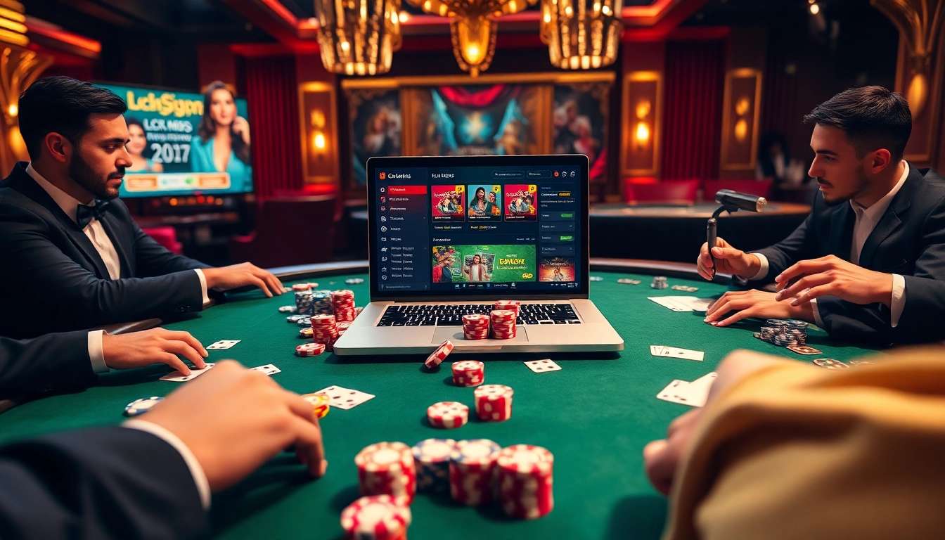 Players engaging in an exciting casino game at LC 88, showcasing vibrant poker chips and cards.