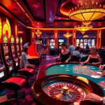 Players celebrating wins at 777vip casino with vibrant slot machines and elegant tables.