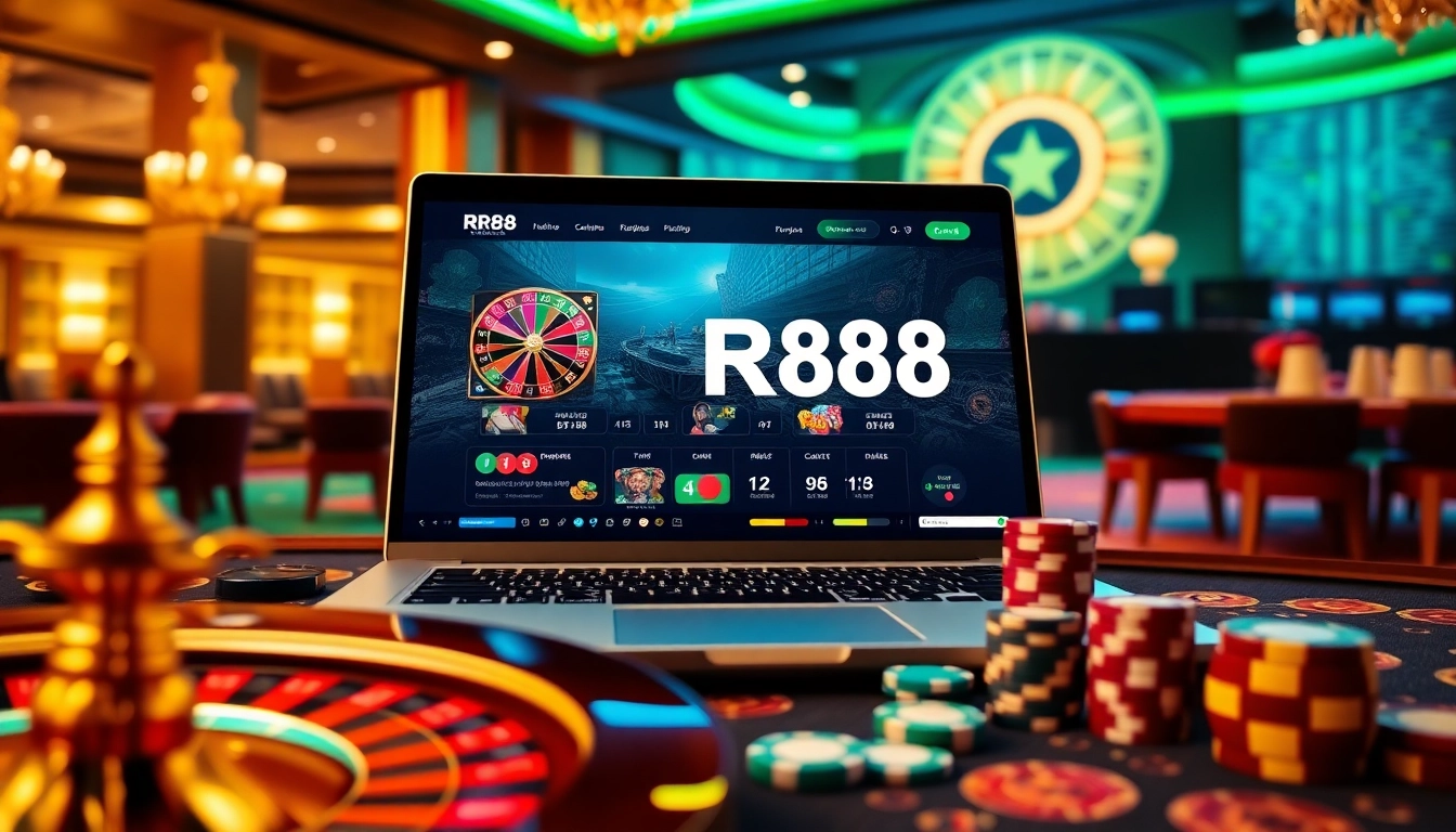 RR88 online gambling experience showcasing luxury casino elements and exciting game interfaces.