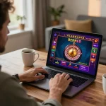 Player enjoying live dealer games on 27G online casino platform from home setting