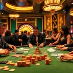 Experience the excitement at the 7hh casino table with professional dealers and vibrant gaming action.
