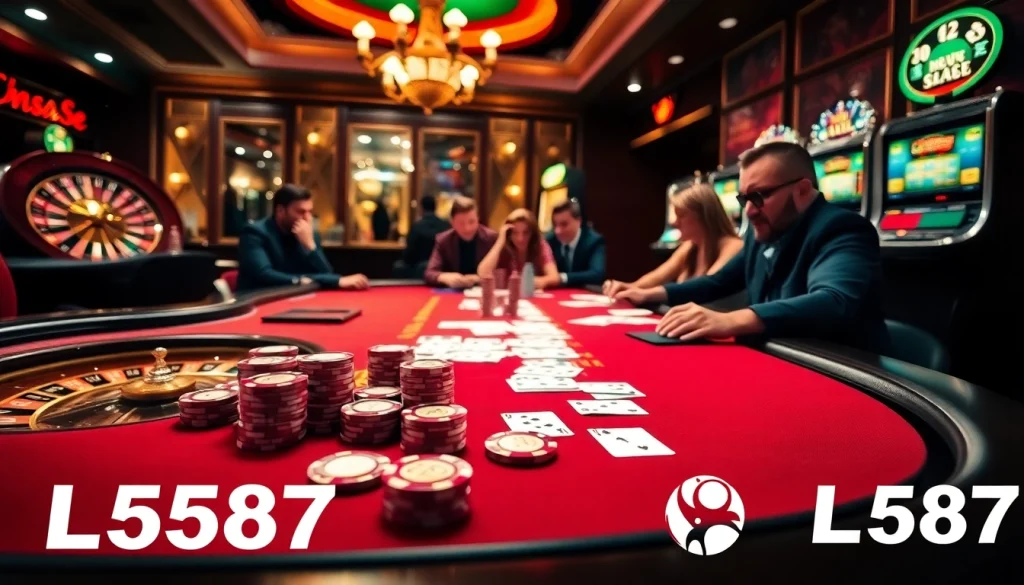 Players engaging in an exciting poker game at the L567 online casino.