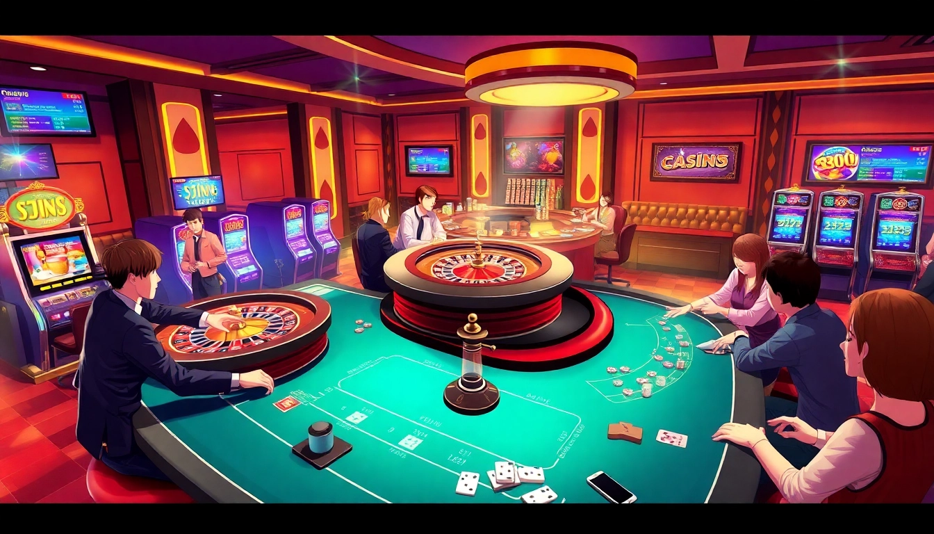Exciting casino atmosphere featuring u888, with vibrant roulette table and colorful poker chips.
