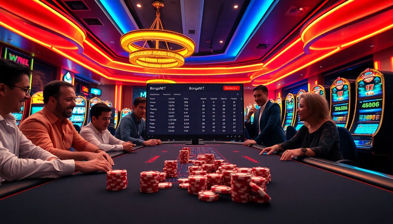 Bongdanet interface at a vibrant casino showcasing thrilling betting action.