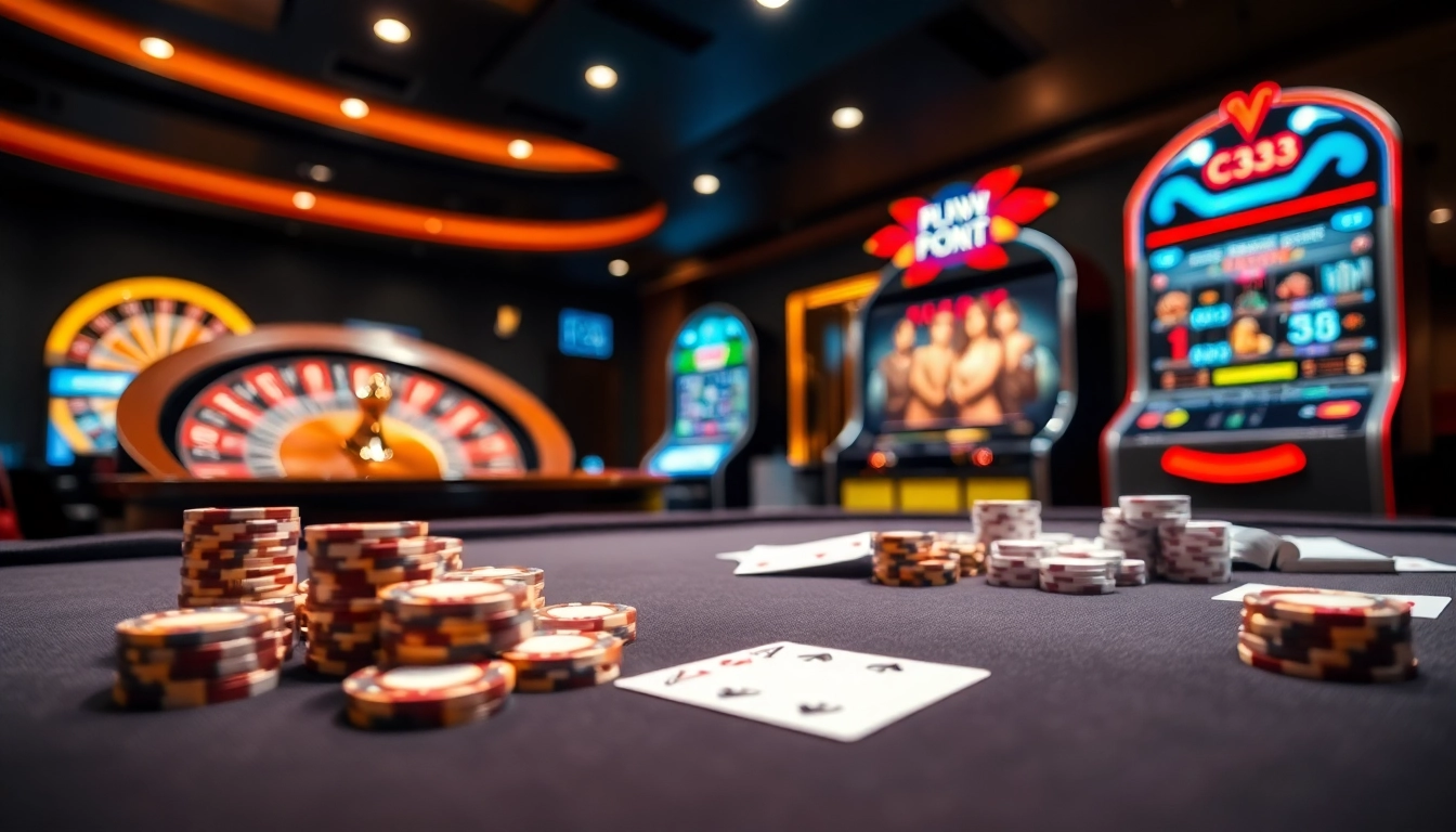 Experimente ação emocionante de jogo no cassino C333 com mesas de jogo vibrantes e roleta.