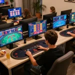 Engaging in strategic gameplay at JJun88 online casino with multiple game screens