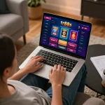 Engaging in strategic play on tr88s online casino platform in a cozy home setting.