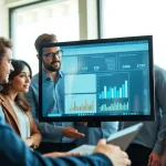 Optimize demand planning software processes with a collaborative team in a modern workspace.