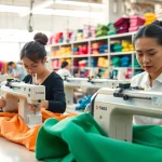 Apparel Manufacturer China crafting high-quality garments in a professional setting.