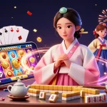 Experience thrilling gameplay with ee88, featuring a serene woman amid vibrant casino elements and golden wins.