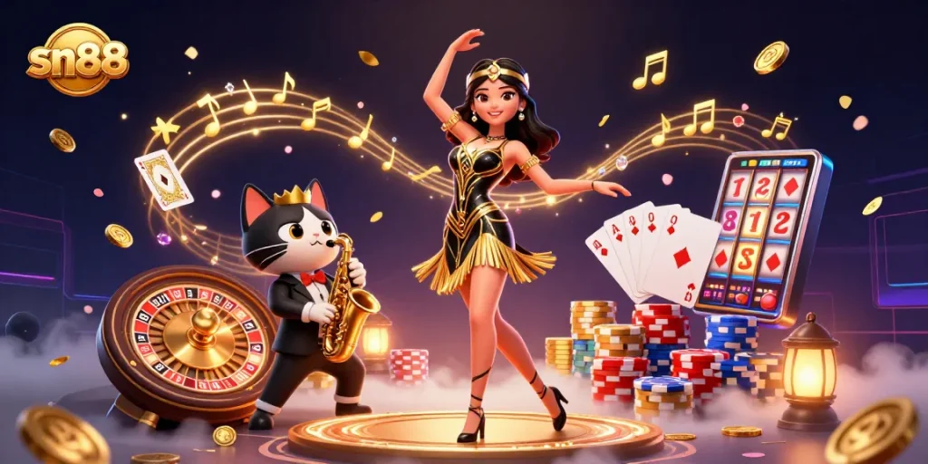 Experience the thrill of sn88 with captivating casino illustrations promoting winning strategies.