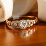 Admiring a beautiful Diamond by the yard bracelet showcasing sparkling diamonds and elegant design.