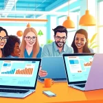 フォロワー購入の戦略を議論しているチームメンバーの活気あるシーン