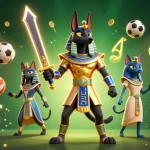 Bet on access brasileiro with a dynamic scene featuring Anubis and Bastet amidst exciting gaming elements.