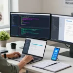 Experience seamless communication with Telegram download in a modern workspace where developers engage with technology.