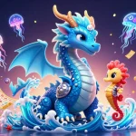 Engage with kèo bóng đá through an enchanting 3D illustration of a water dragon and coral knight.