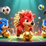 dabet engages players in an exciting game featuring rival pangolins and sports elements in a vibrant scene.