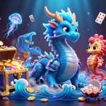 Experience the thrill of da88 with a captivating underwater casino scene featuring a mystical dragon and treasures.