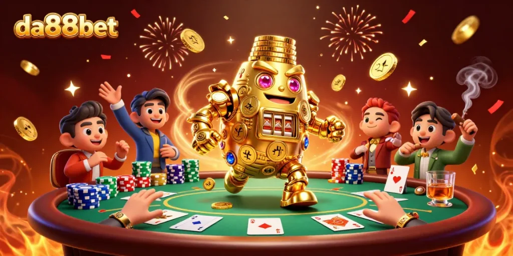 Join da88bet for top-tier poker excitement and thrilling gameplay with golden golem and rich casino elements.