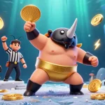 Get ready to win at sun-win with an action-packed casino scene featuring vibrant characters and gaming elements.