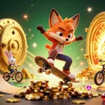 Hit club gamers enjoy a thrilling kickflip scene featuring dynamic characters and dazzling casino treasures.